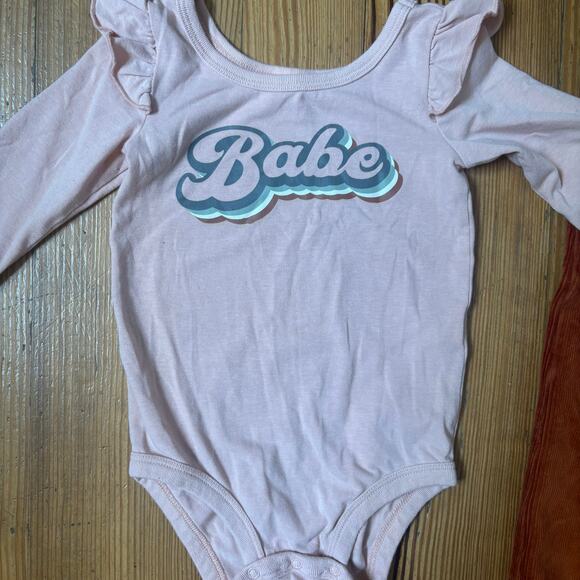 PL Baby long sleeve Babe bodysuit brown corduroy wide leg pant set SIZE  18M - Picture 2 of 5